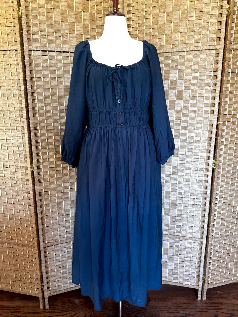 Madewell Lucie navy blue milkmaid maxi dress XL - Picture 3 of 13